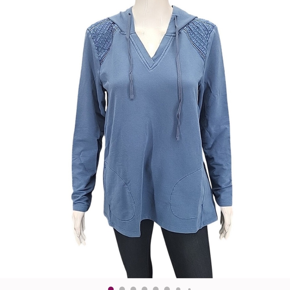 LOGO by Lori Goldstein Steel Blue Hoodie Sweatshirt